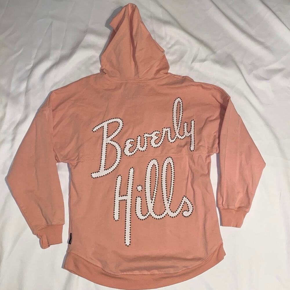 Spirit Jersey® "Beverly Hills" Studded Hooded Pullover Dusty Pink, Size XS